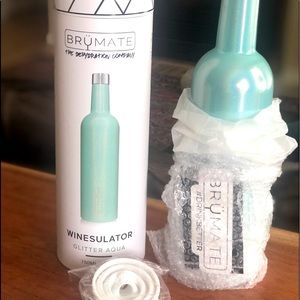 Brumate Winesulator in Glittering Aqua with Titanium Straw